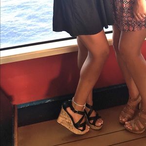 Black Cork Bottom Wedges